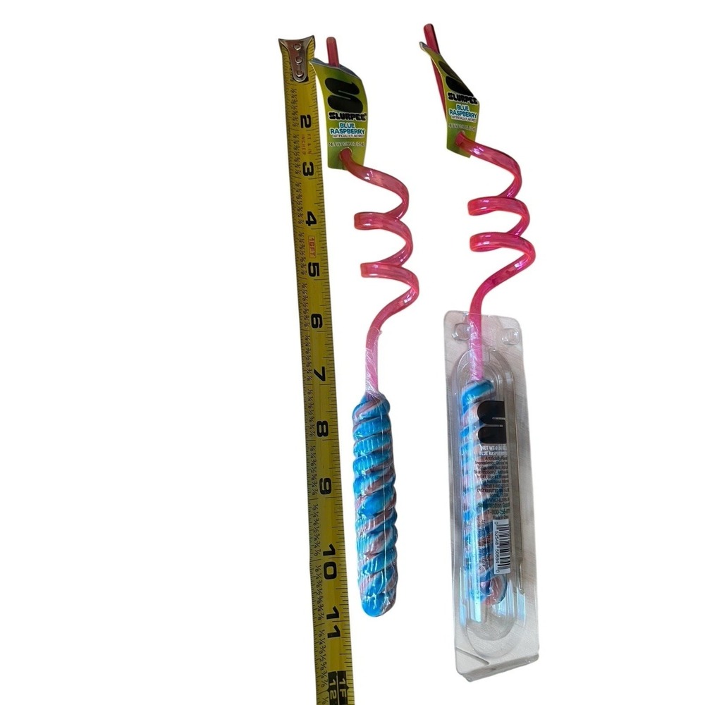 7 Eleven Slurpee Blue Raspberry Candy Twist Swirl Straws Set‎ Of 2 - Picture 4 of 4